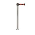 Montour Line Stanchion Belt Barrier Fixed Base Sat.Steel Post 9ft.Black/Red Belt MX630F-SS-BRD-90